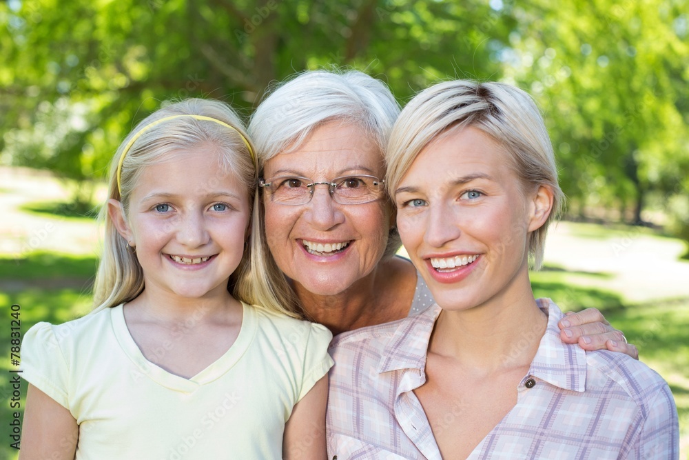 Happy blonde with her daughter and grandmother