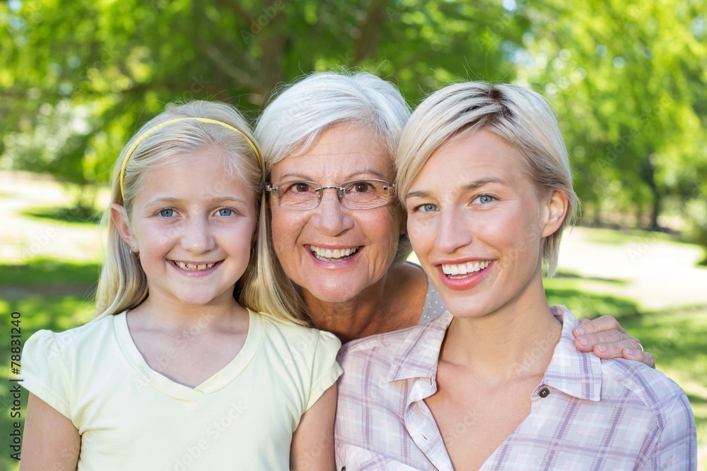 Happy blonde with her daughter and grandmother Happy blonde with her daughter and grandmother