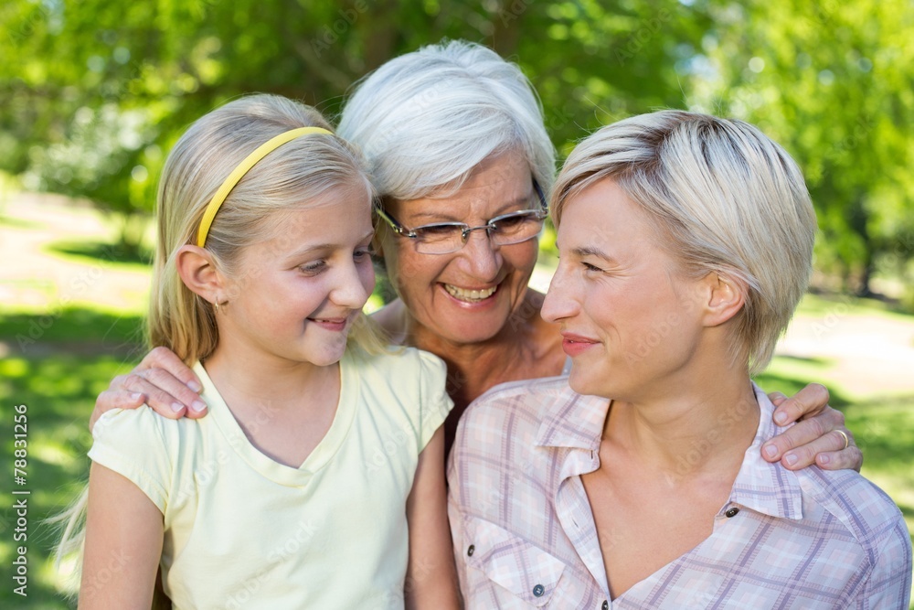 Happy blonde with her daughter and grandmother Happy blonde with her daughter and grandmother