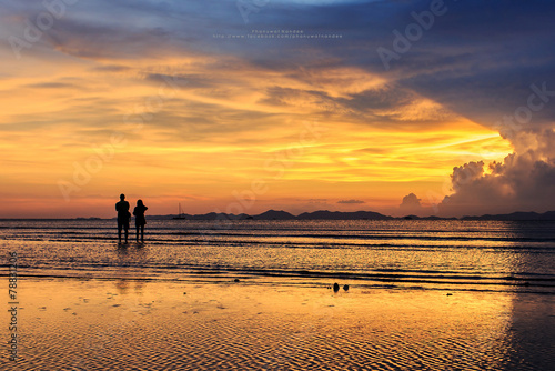 Beautiful sunset at Railay beach, Krabi, Andaman sea Thailand