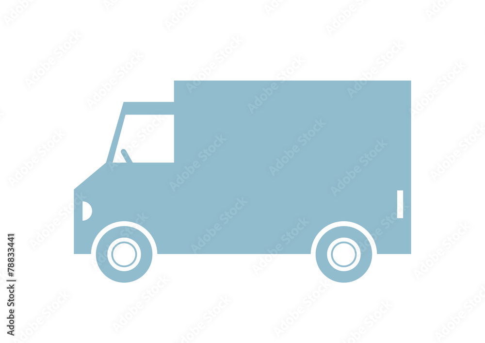 Delivery van on white background