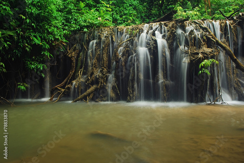 Waterfall with blue stream in the nature Thailand forest