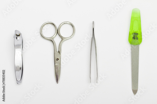 manicure set on the white background