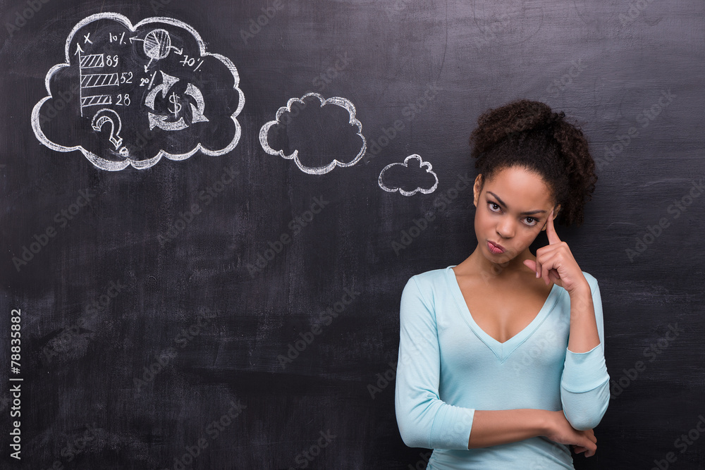 Dissatisfied afro-american woman trying to solve a problem on Dissatisfied afro-american woman trying to solve a problem on