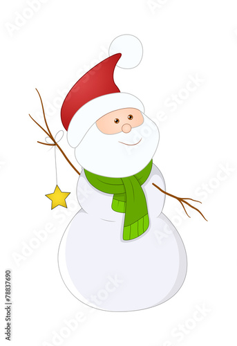 Cute Santa Snowman with Star