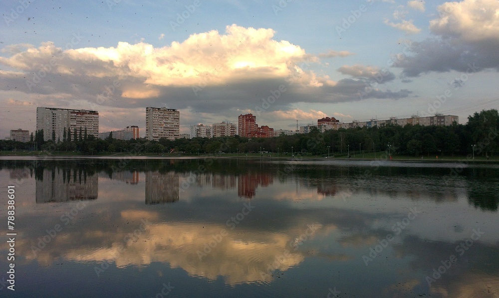Pond in Moscow with reflections
