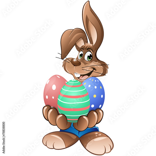 Easter Bunny showing colourful eggs