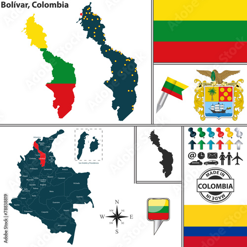 Map of Bolivar, Colombia photo