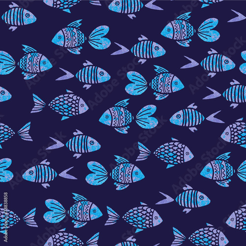 watercolor seamless pattern with fish