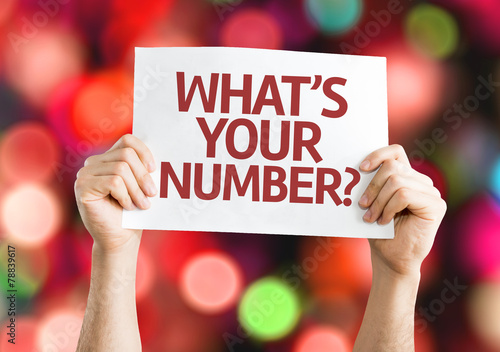 What's Your Number? card with colorful background