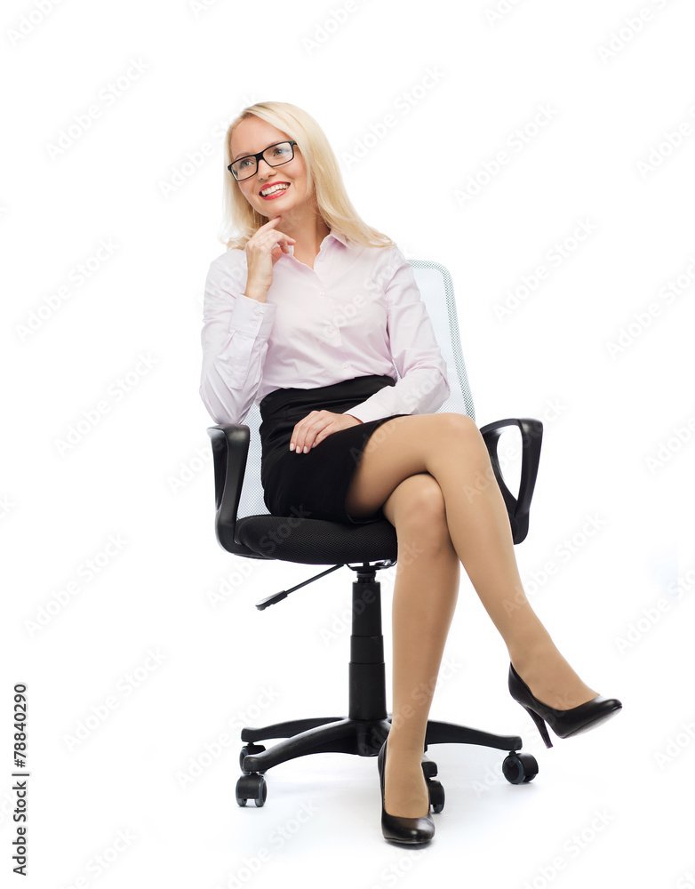 smiling businesswoman or secretary in office smiling businesswoman or secretary in office