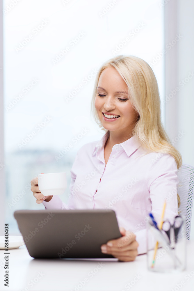 smiling businesswoman or student with tablet pc smiling businesswoman or student with tablet pc