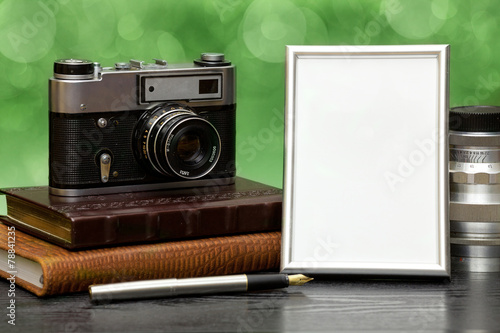 Vintage camera and photo photo