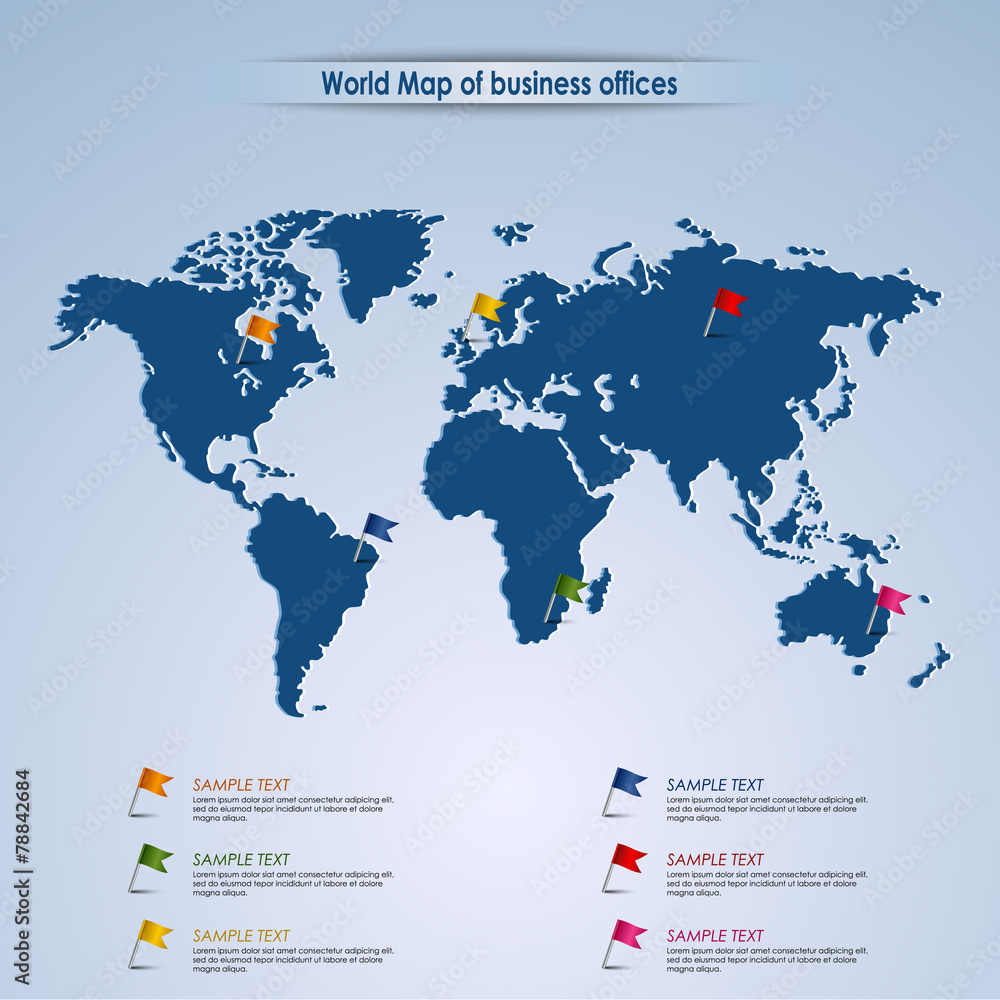 World map of business offices template