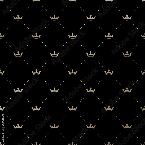 Seamless vector gold pattern with king crowns