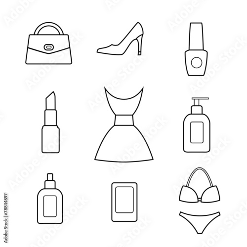 Fashion icons in modern line design.