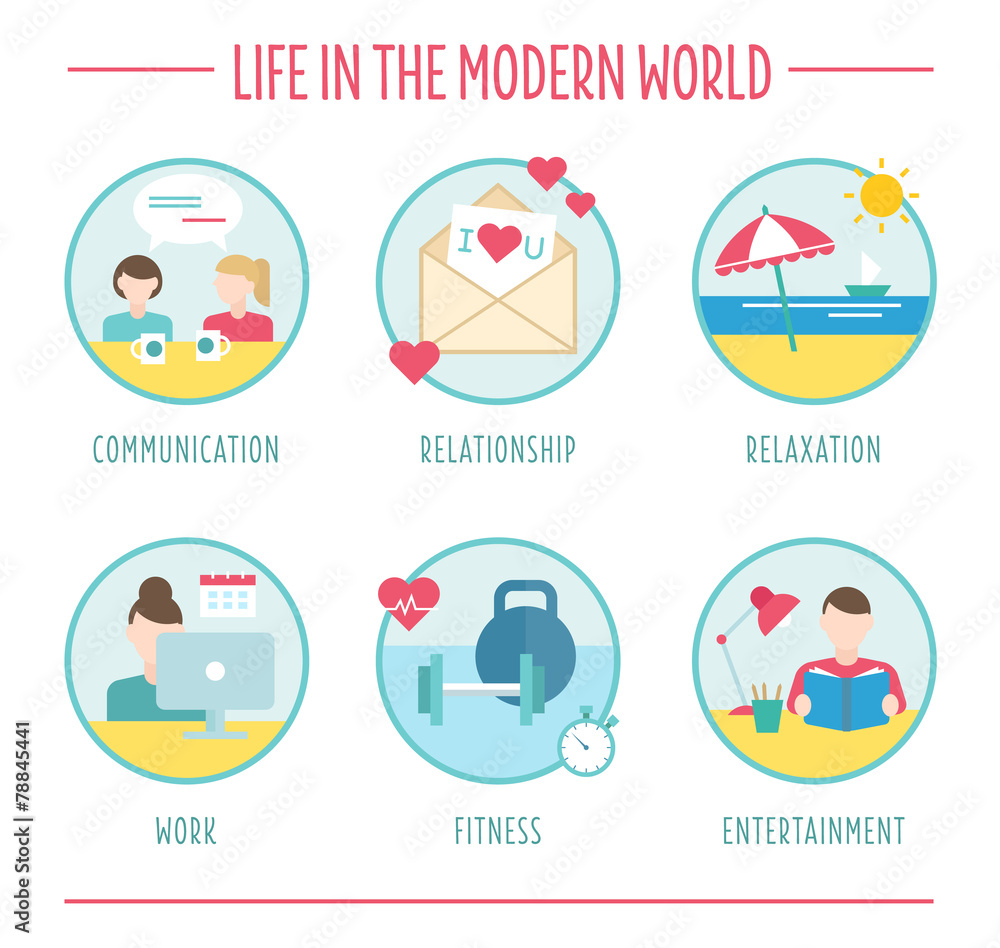 lifestyle elements for infographics, flat vector