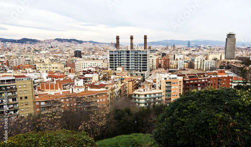 Residence district in Barcelona from Montjuic. Catalonia, Spain