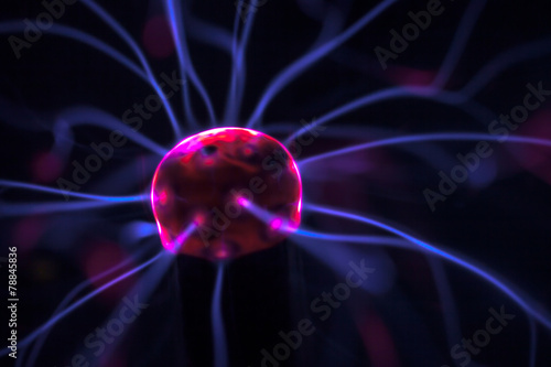 hand and plasma ball flames on a black background