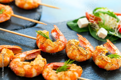 Appetizing giant shrimp starter. photo