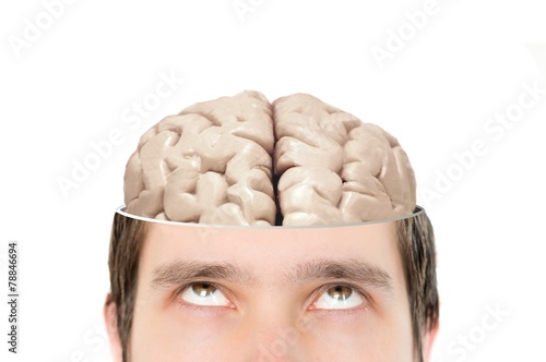 Brain in sliced mans head