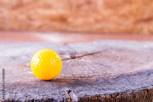 Yellow Miniature Golf Ball On White Background.