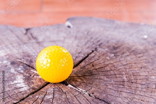 Yellow Miniature Golf Ball On White Background.