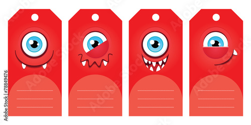 Gift tags with funny cartoon monsters