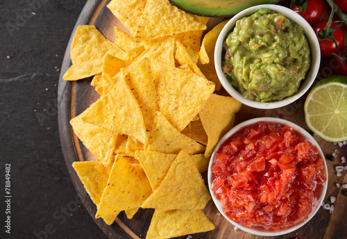 Guacamole with bread and av...