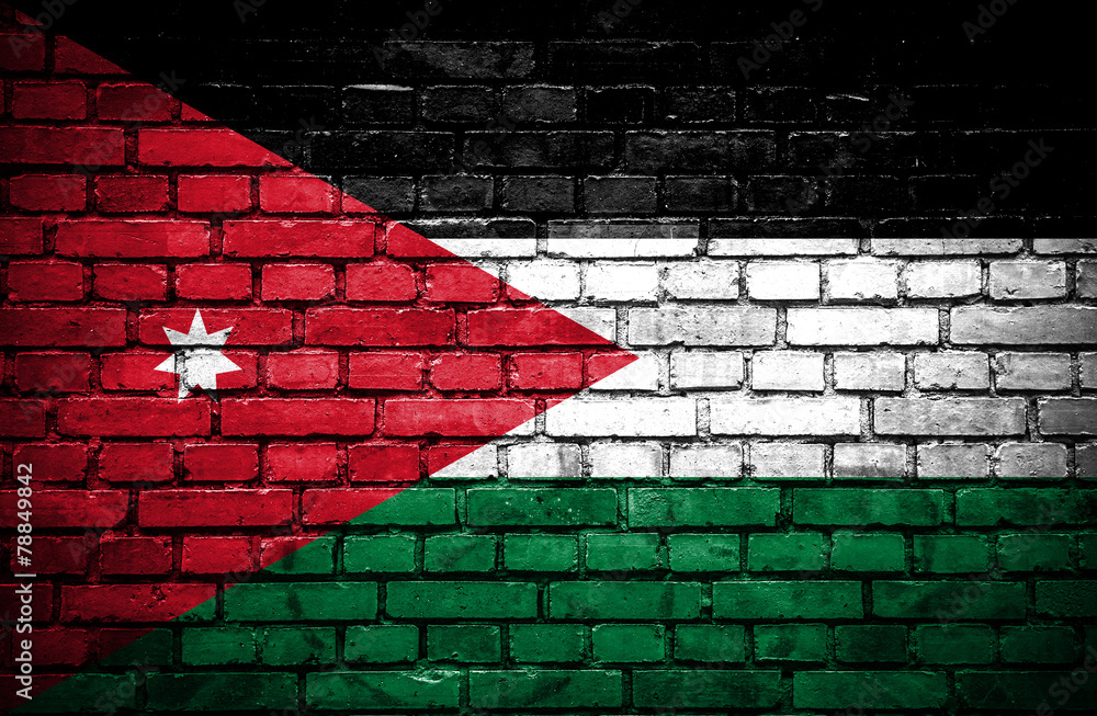 Brick wall with painted flag of Jordan Brick wall with painted flag of Jordan