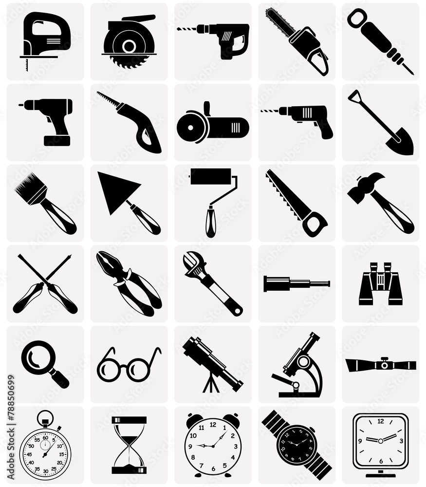 Icons of tools and devices Icons of tools and devices