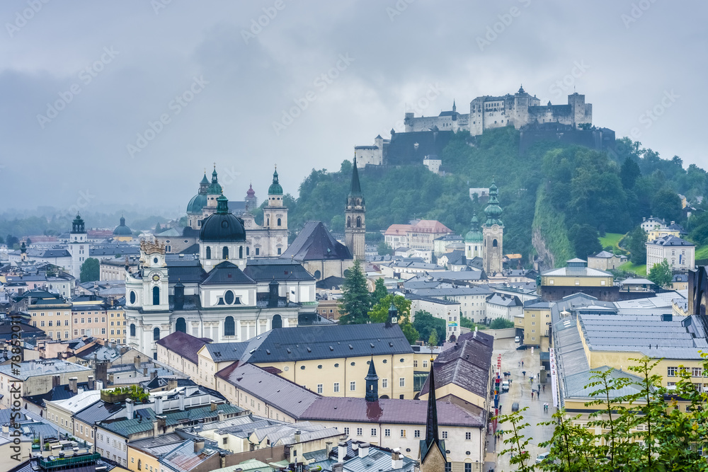 Naklejka premium Salzburg seen from Monchsberg, Austria