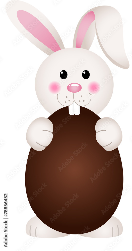 Obraz premium Bunny Eating Chocolate Easter Egg