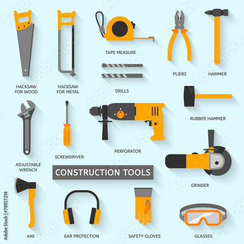 Construction tools vector icons set.