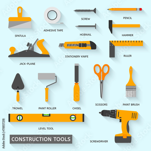Construction tools vector icons set.