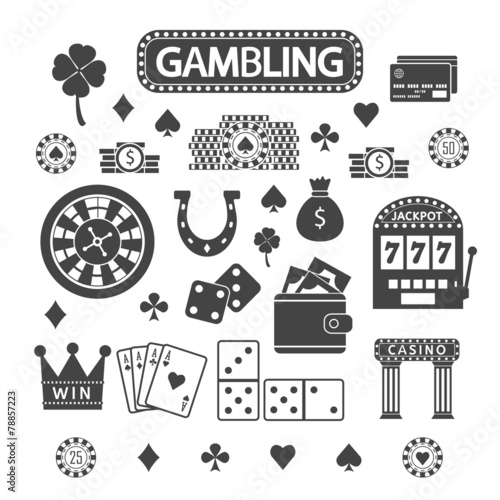 Gambling silhouette icons set