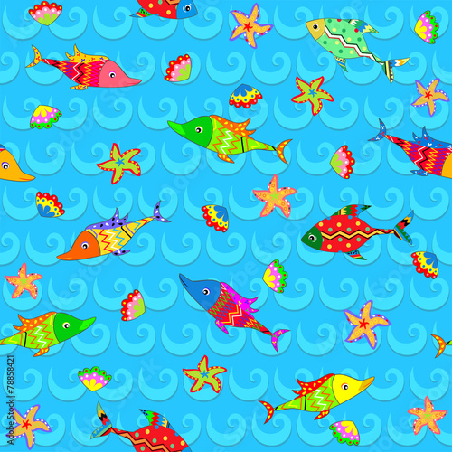 Marine seamless pattern