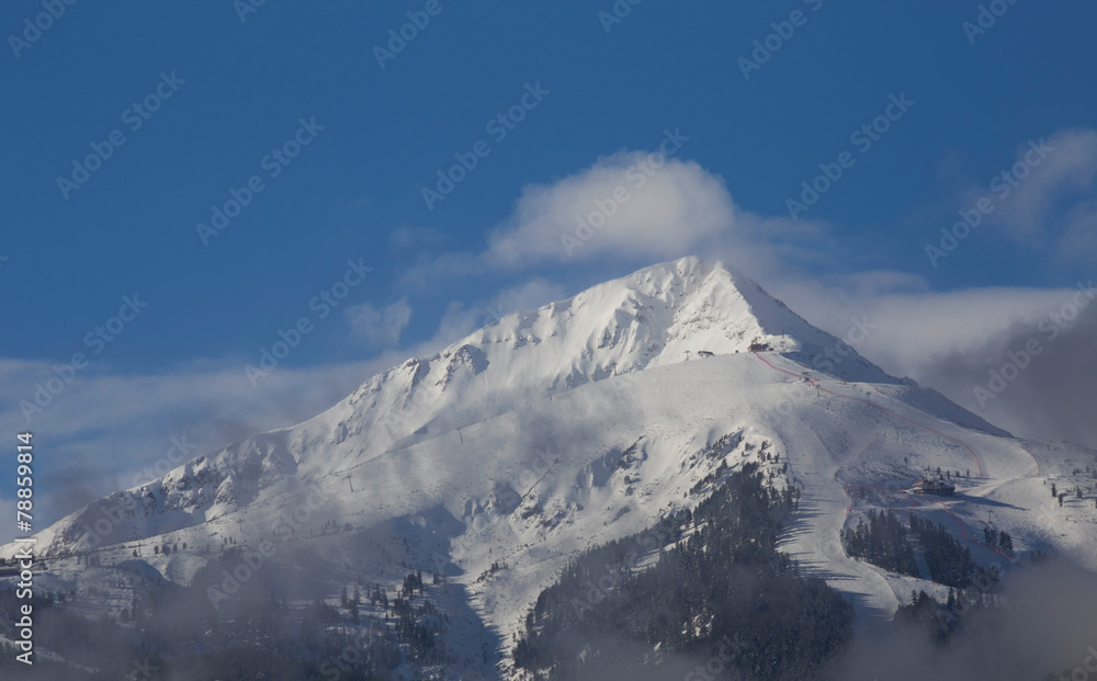 Winter mountain landscape in sunny day