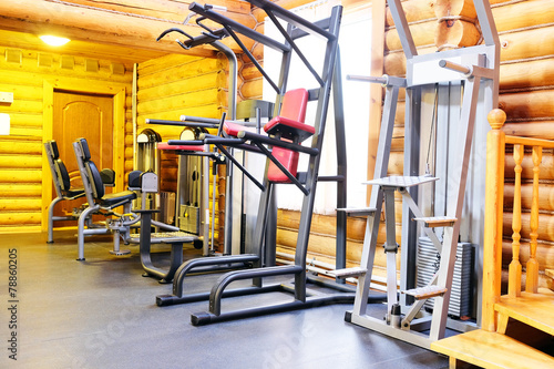 Fitness club gym with sport equipment