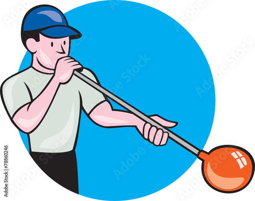 Glassblower Glassblowing Cartoon Circle