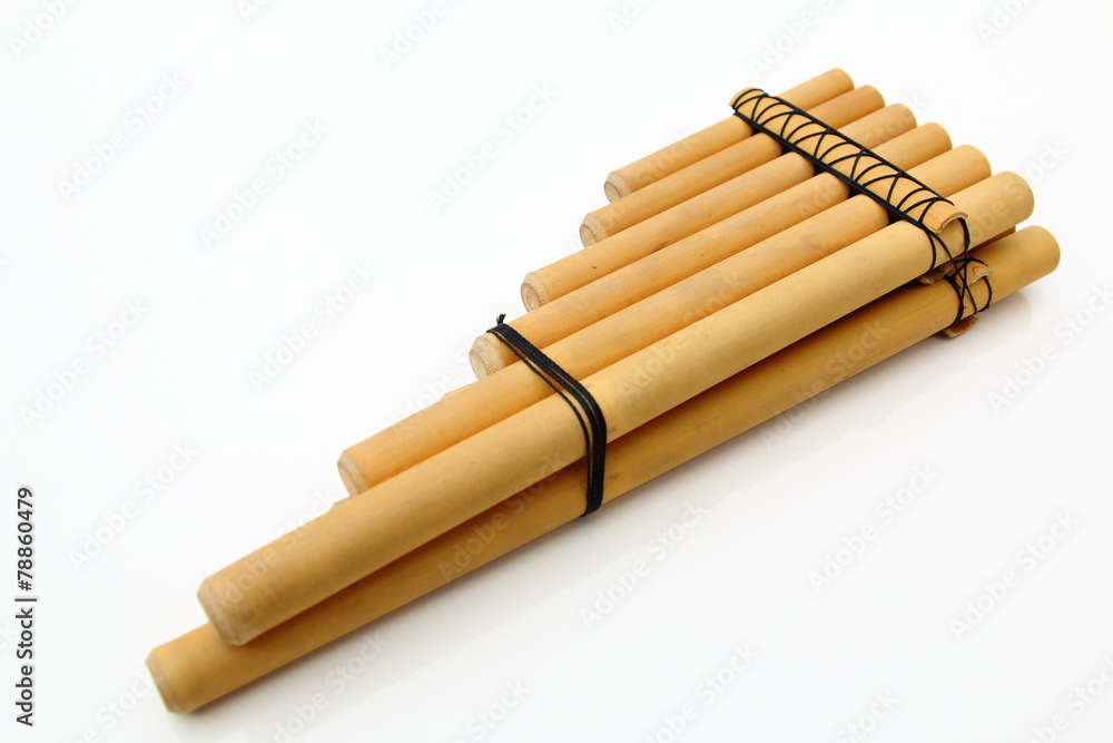 pan flute close-up isolated over white pan flute close-up isolated over white