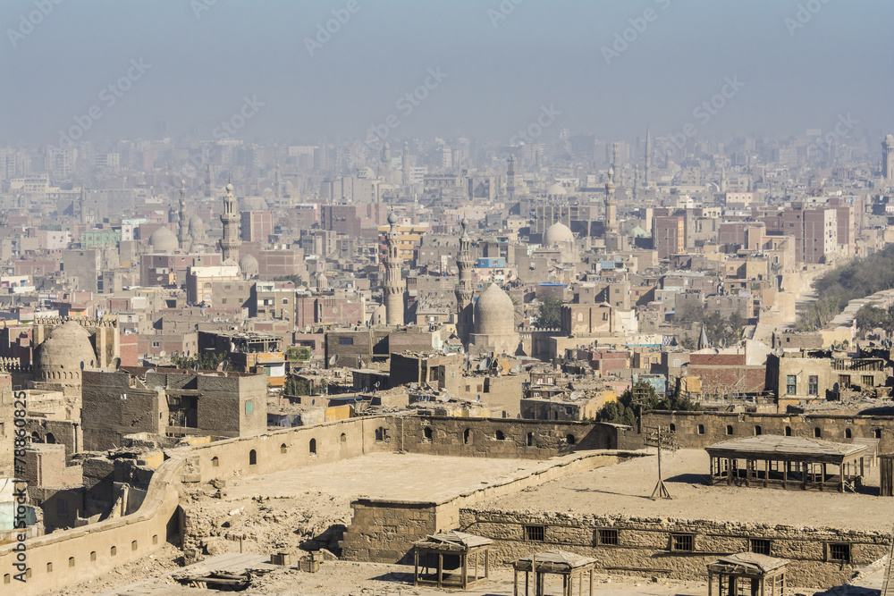 Islamic quarter of Cairo seen from the Saladin Citadel (Egypt)
