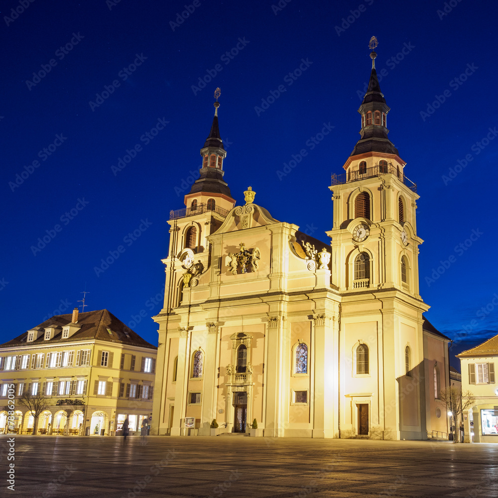 Stadtkirche Ludwigsburg bei Nacht