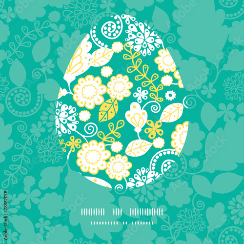 Vector emerald flowerals Easter egg sillhouette frame card