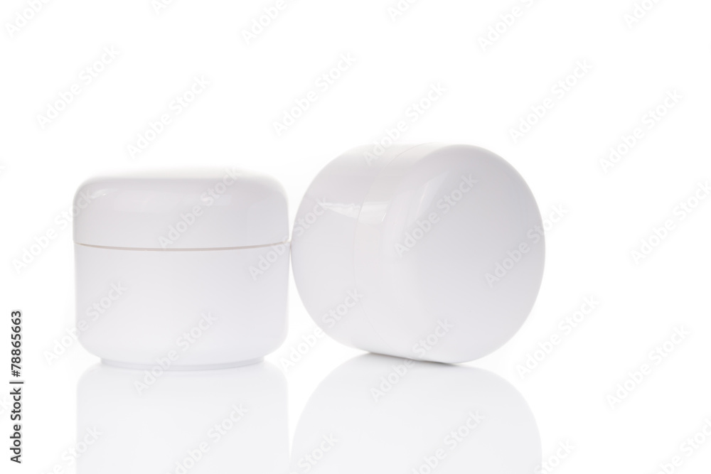 close up of beauty cream container on white background close up of beauty cream container on white background