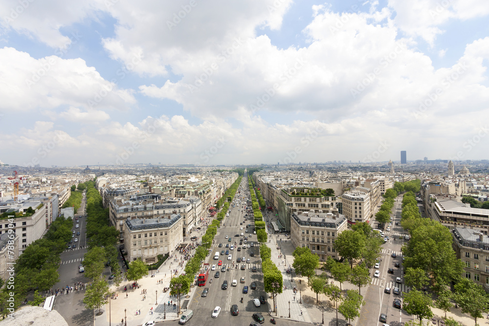 パリ凱旋門から望むパリの街並　南の方角　モンパルナス方面