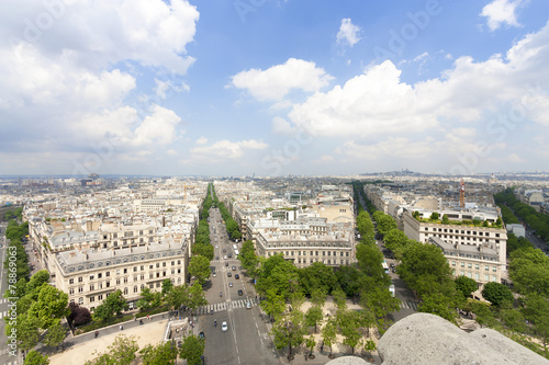 パリ凱旋門から望むパリ街並 北の方角 モンマルトル方面