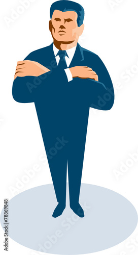 Businessman Secret Agent Arms Crossed Retro