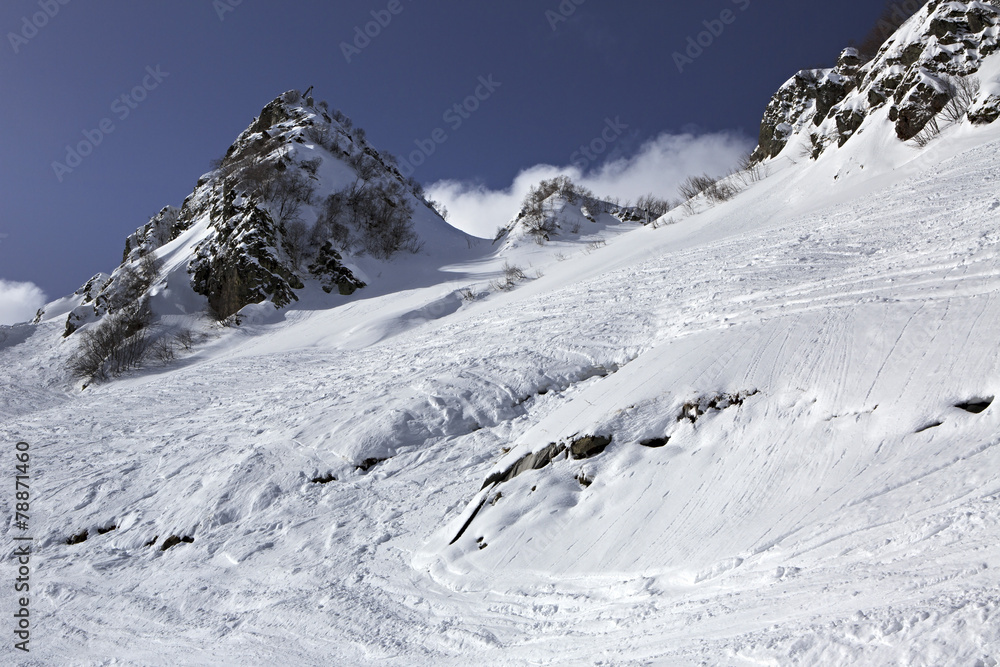 Beautiful snow-capped Caucasus Mountains.