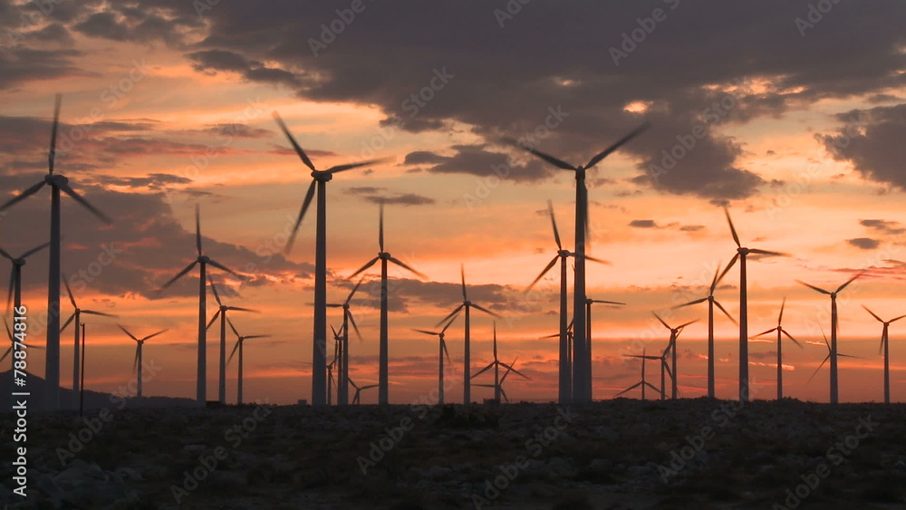 Power Windmills in the California Desert at Sunset Power Windmills in the California Desert at Sunset